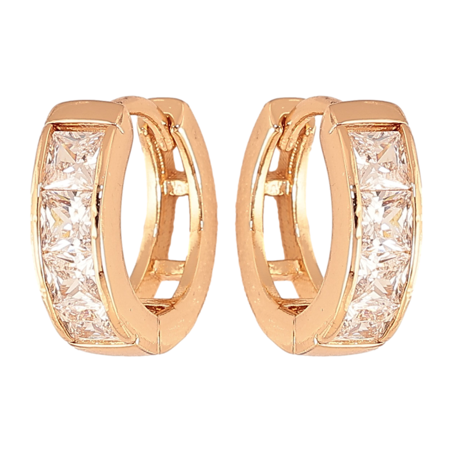 Сережки Xuping колір Позолота 18K колечка "Доріжки кристалів" фото №1