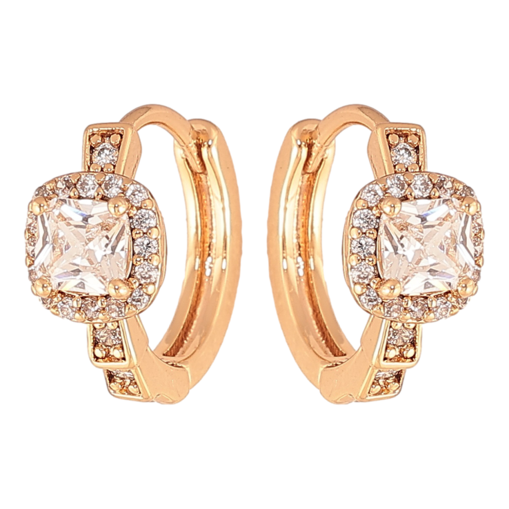 Сережки Xuping колір Позолота 18K колечка "Візерунок з кристалами" фото №20