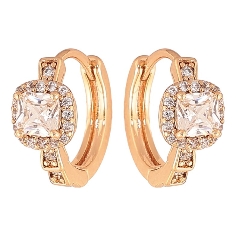 Сережки Xuping колір Позолота 18K колечка "Візерунок з кристалами" фото №10