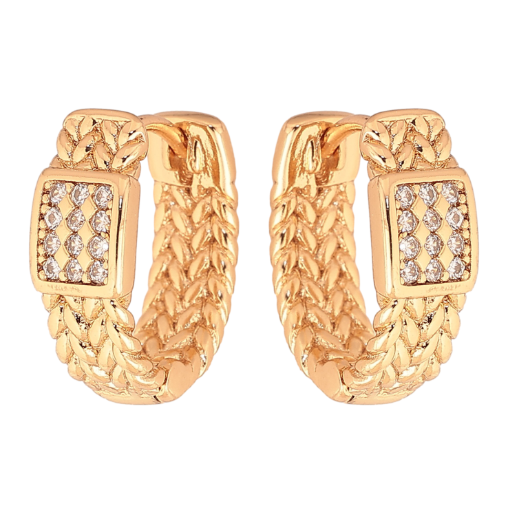 Сережки Xuping колір Позолота 18K колечка "Візерунок з кристалами" фото №10