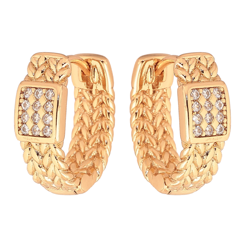 Серьги Xuping цвет Позолота 18K колечки "Узор с кристаллами"  фото №1