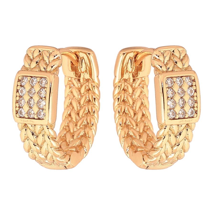 Сережки Xuping колір Позолота 18K колечка "Візерунок з кристалами" фото №1