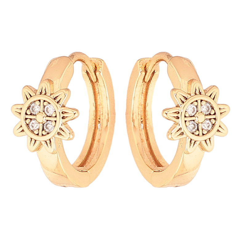 Серьги Xuping цвет Позолота 18K колечки "Узор с кристаллами"  фото №9