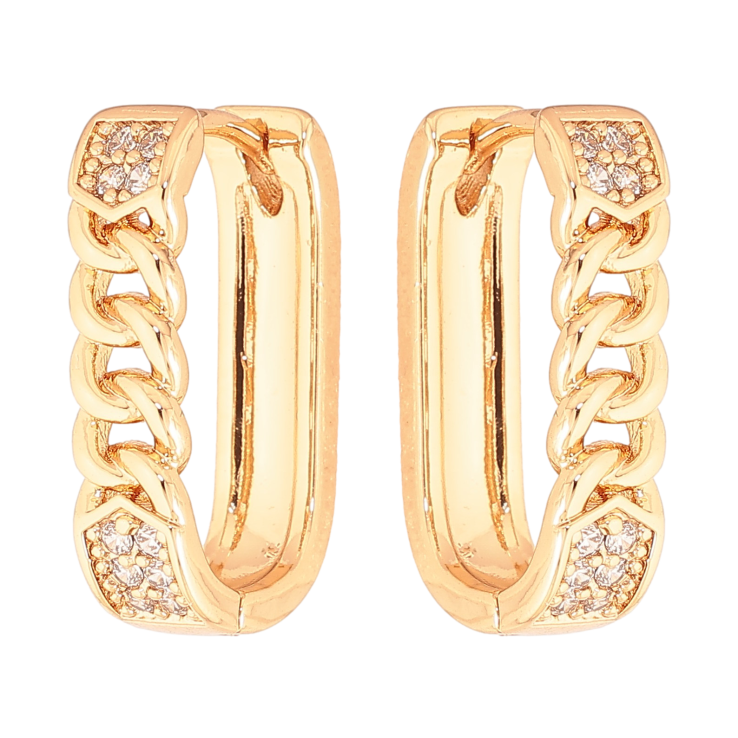 Сережки Xuping колір Позолота 18K колечка "Візерунок ланцюжок з кристалами" фото №16