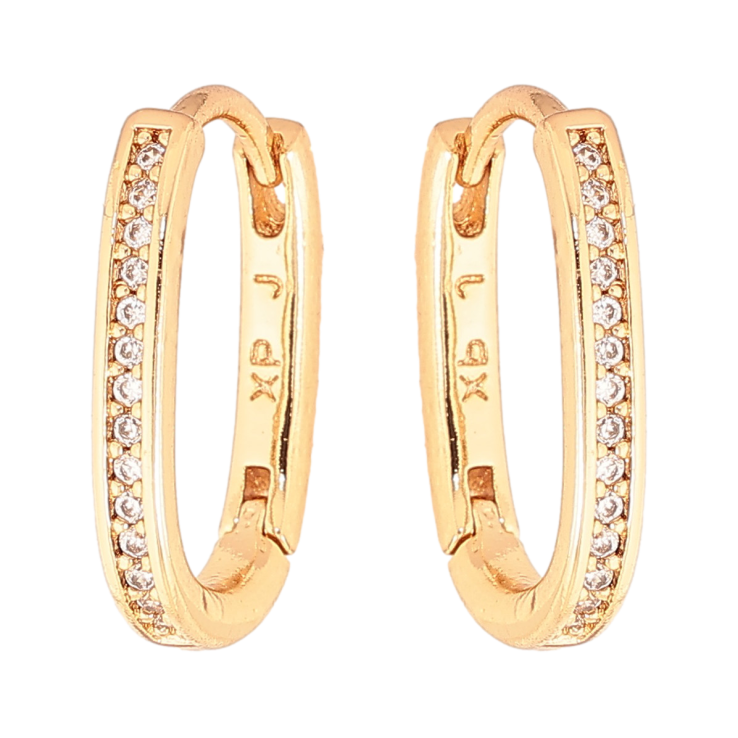 Серьги Xuping цвет Позолота 18K колечки "Дорожки кристаллов" фото №9