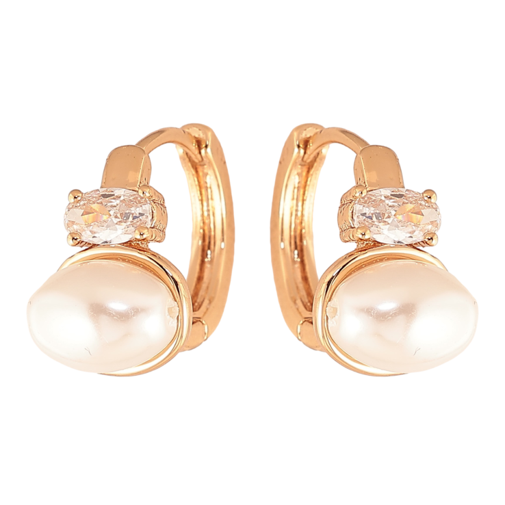 Серьги Xuping цвет Позолота 18K колечки "Жемчужины с кристаллами" фото №21
