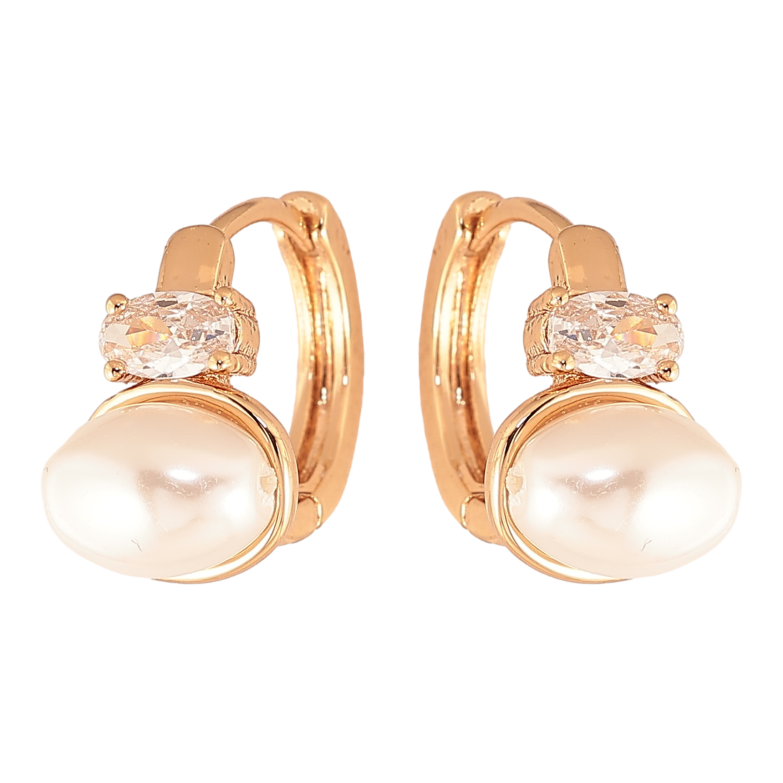 Серьги Xuping цвет Позолота 18K колечки "Жемчужины с кристаллами" фото №1