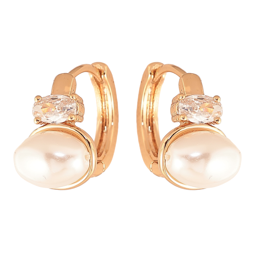 Серьги Xuping цвет Позолота 18K колечки "Жемчужины с кристаллами" фото №1