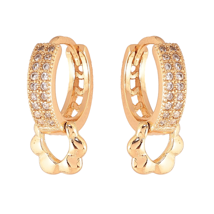 Сережки Xuping колір Позолота 18К колечка "Візерунок з кристалами і квіточками" фото №23