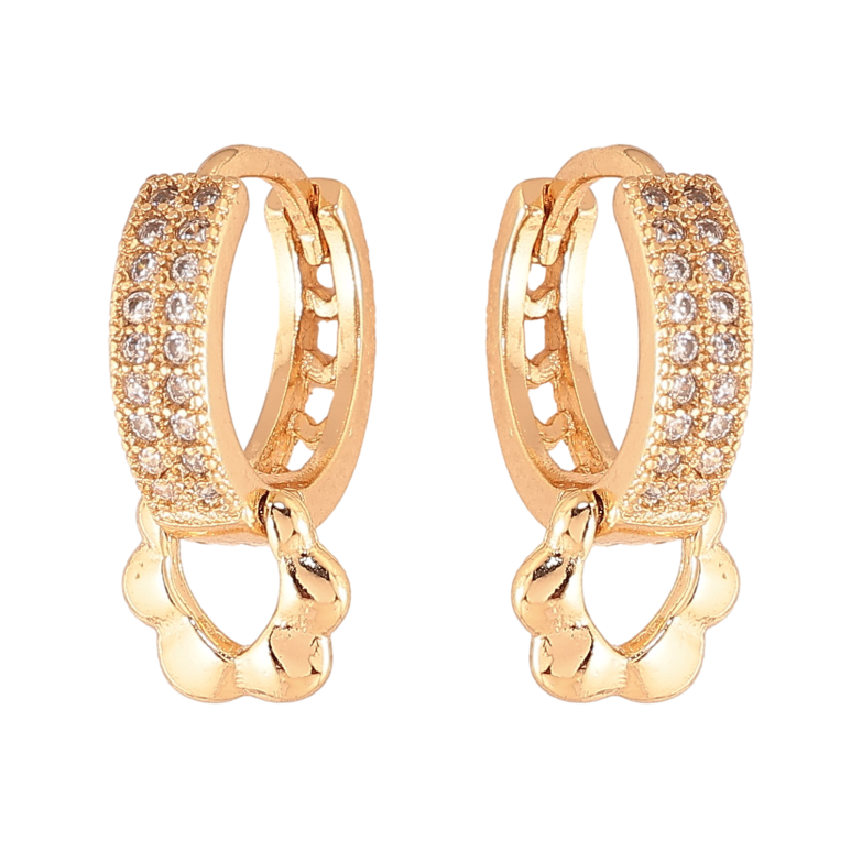 Сережки Xuping колір Позолота 18К колечка "Візерунок з кристалами і квіточками" фото №1