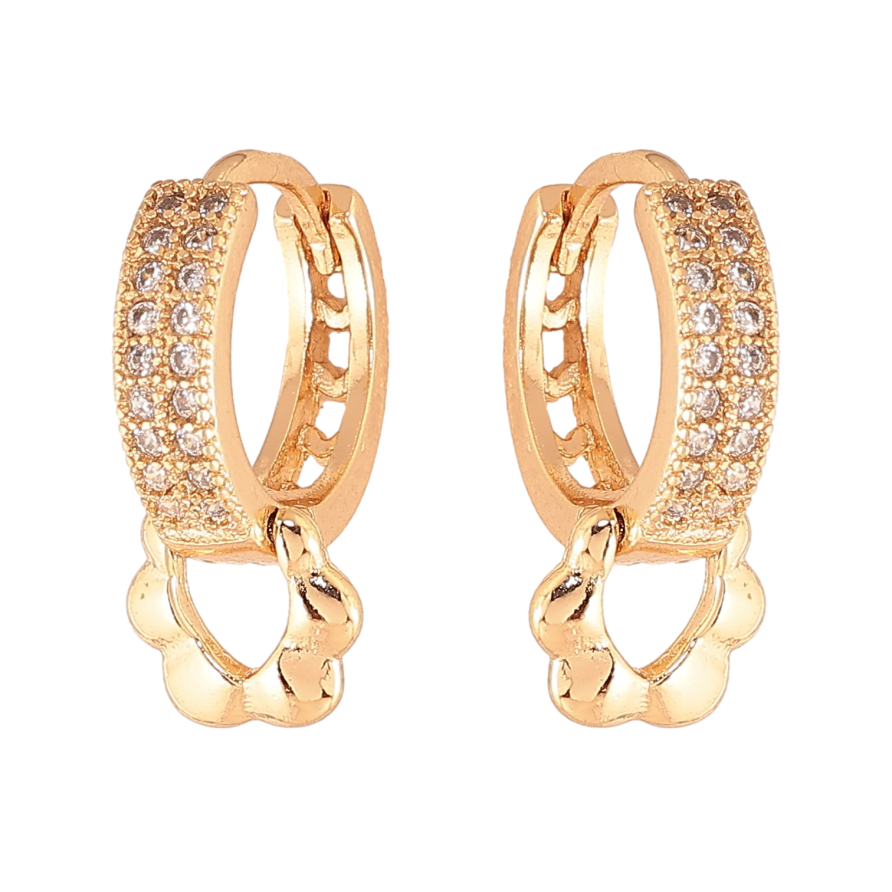 Сережки Xuping колір Позолота 18К колечка "Візерунок з кристалами і квіточками" фото №1