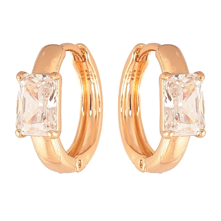 Сережки Xuping колір Позолота 18K колечка "Візерунок з кристалами" фото №22