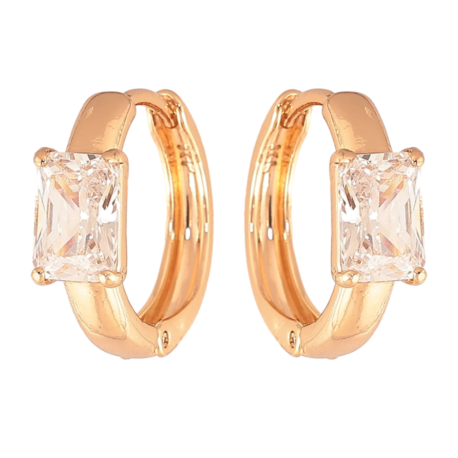 Сережки Xuping колір Позолота 18K колечка "Візерунок з кристалами" фото №1