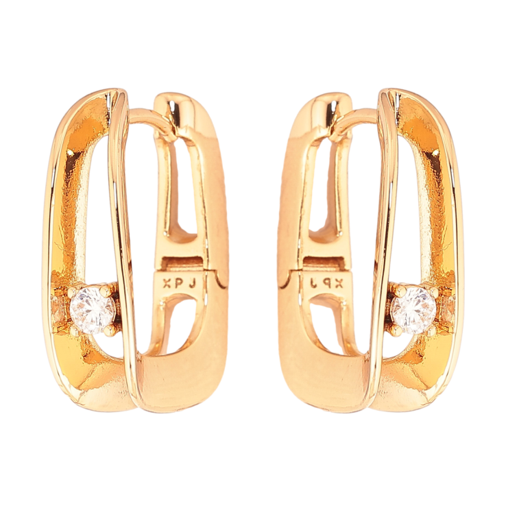 Сережки Xuping колір Позолота 18K колечка "Візерунок з кристалами" фото №15