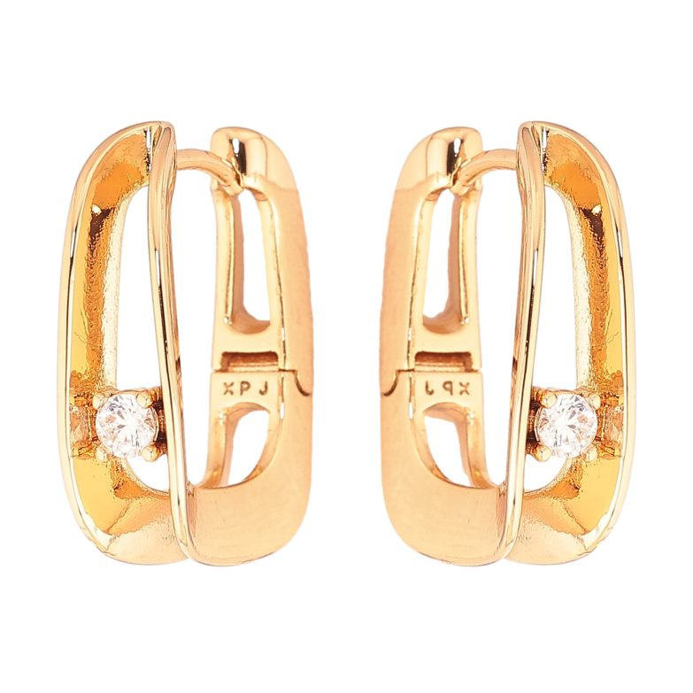 Серьги Xuping цвет Позолота 18K колечки "Узор с кристаллами"  фото №1