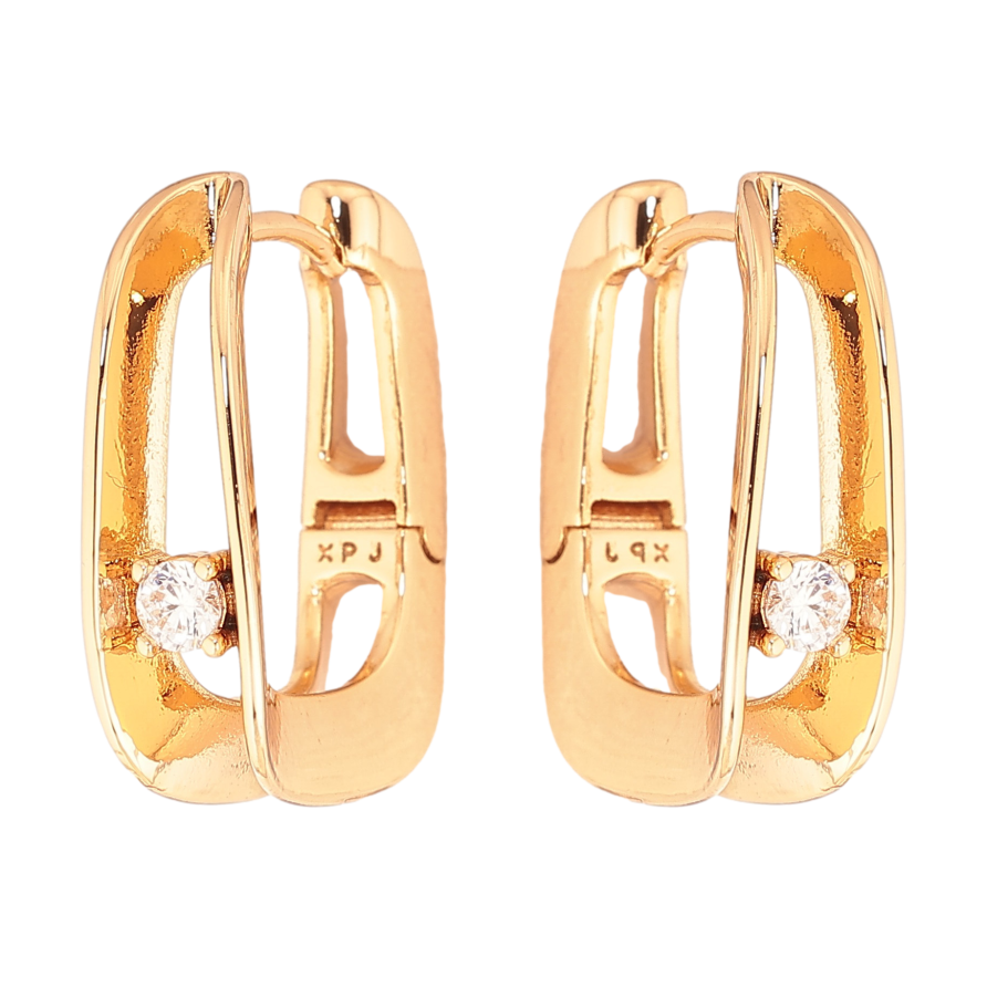 Сережки Xuping колір Позолота 18K колечка "Візерунок з кристалами" фото №1