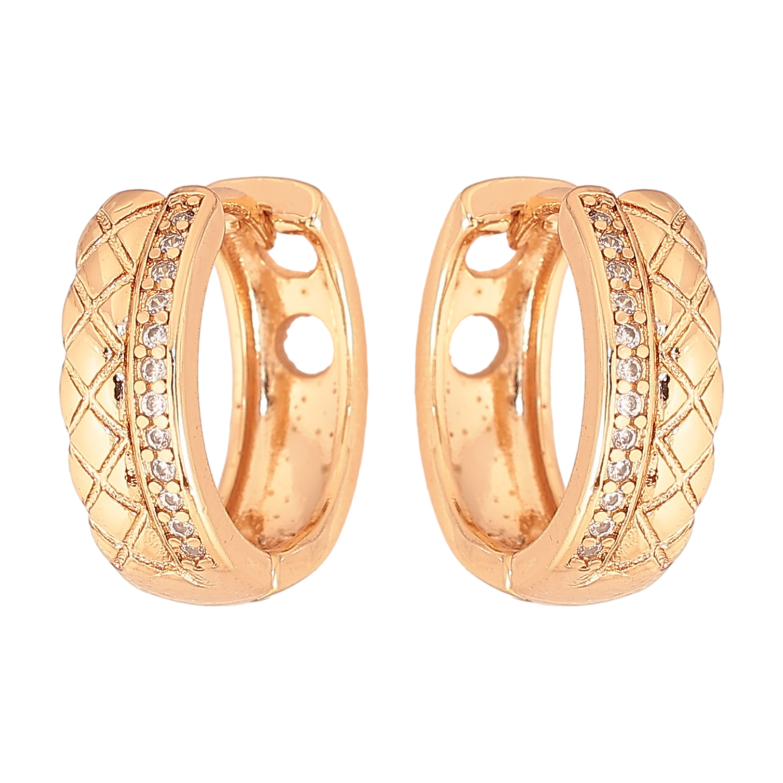 Серьги Xuping цвет Позолота 18К колечки "Узор с кристаллами" фото №22