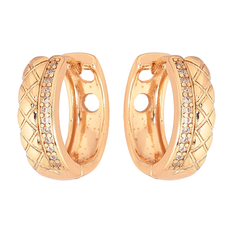 Серьги Xuping цвет Позолота 18К колечки "Узор с кристаллами" фото №1