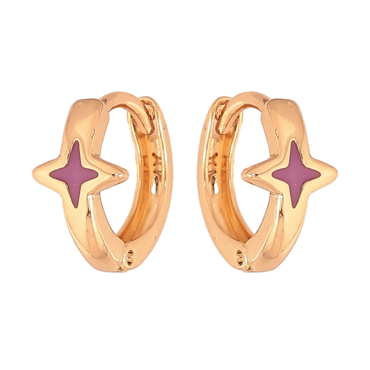 Сережки Xuping колір Позолота 18К колечка "Зірки з бузковою емаллю" фото №23 Сережки Xuping колір Позолота 18К колечка "Зірки з бузковою емаллю" фото №23