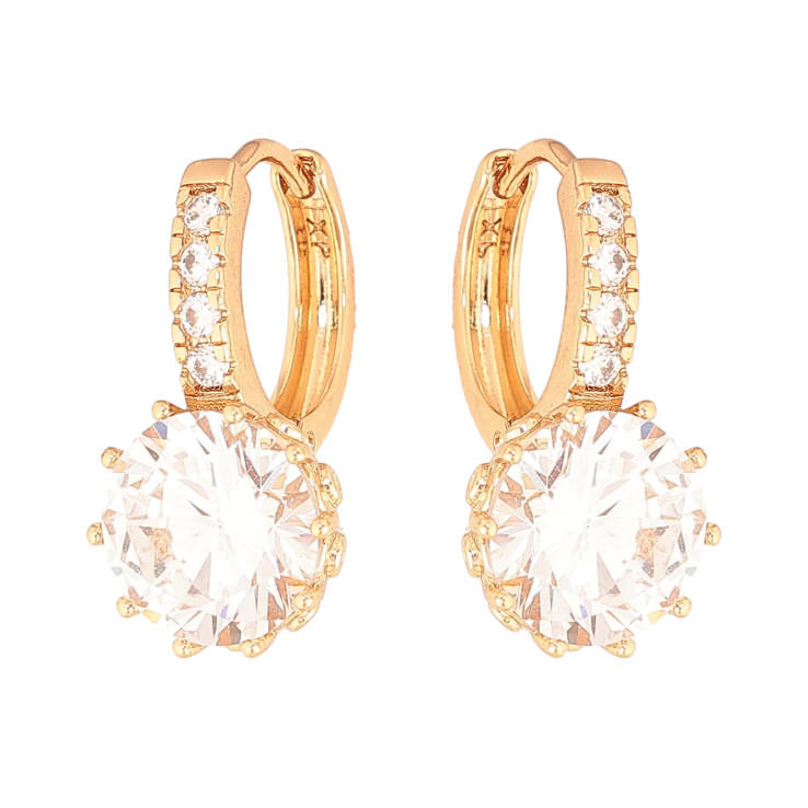 Серьги Xuping цвет Позолота 18К колечки "Кристальный блеск" фото №3