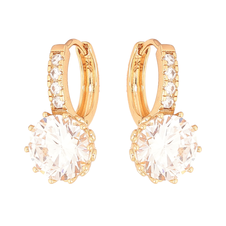 Сережки Xuping колір Позолота 18К колечка "Кристальний блиск" фото №2