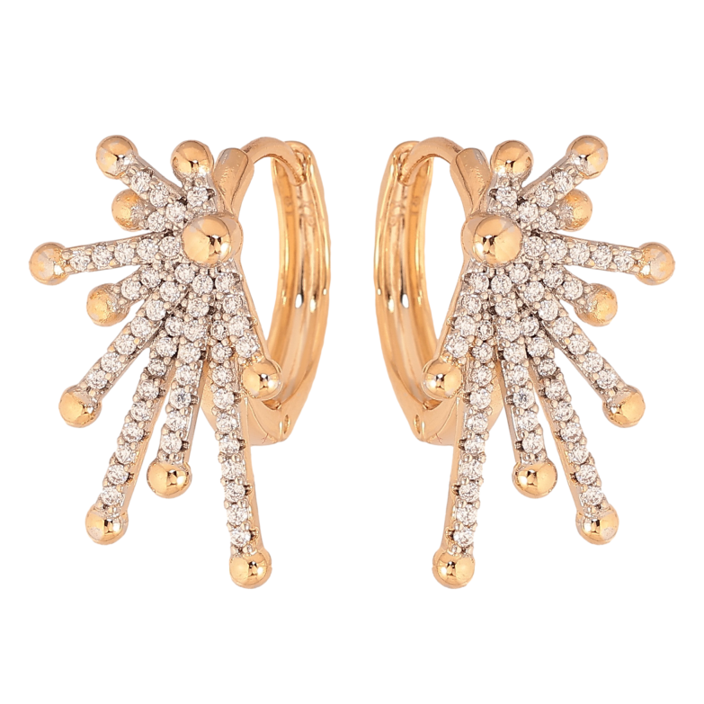 Серьги Xuping цвет Позолота 18К+Родий колечки "Инкрустация кристаллами" фото №1