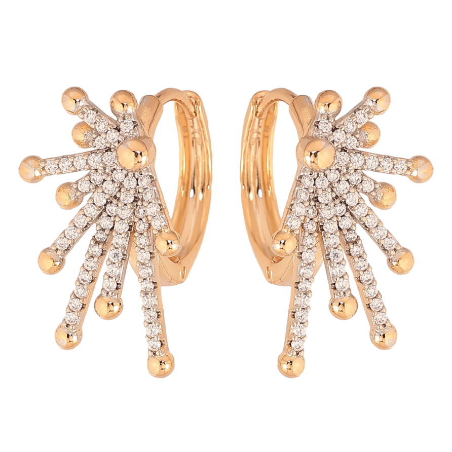 Серьги Xuping цвет Позолота 18К+Родий колечки "Инкрустация кристаллами" фото №1