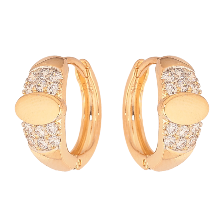 Серьги Xuping цвет Позолота 18К+Родий колечки "Узор с кристаллами" фото №18