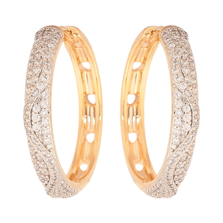 Серьги Xuping цвет Позолота 18К+Родий колечки "Инкрустация кристаллами" фото №12