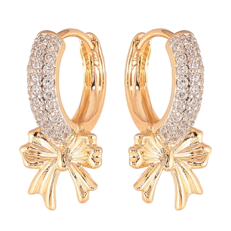 Сережки Xuping колір Позолота 18К+Родій колечка "Банти" фото №13 Сережки Xuping колір Позолота 18К+Родій колечка "Банти" фото №13