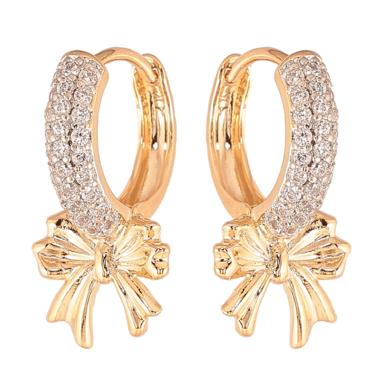 Сережки Xuping колір Позолота 18К+Родій колечка "Банти" фото №8