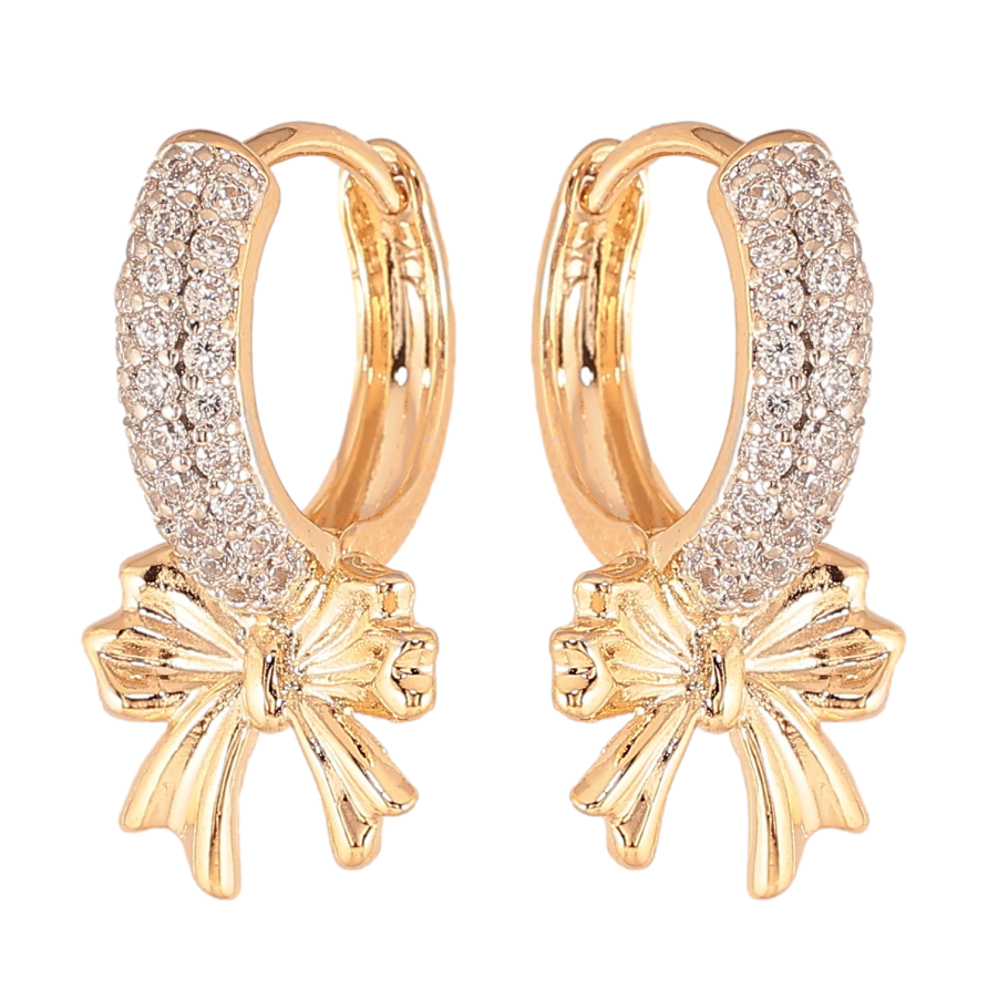 Сережки Xuping колір Позолота 18К+Родій колечка "Банти" фото №1