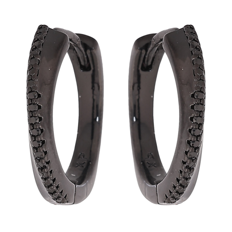 Серьги Xuping цвет Позолота Black (черное золото) колечки "Узор с черными кристаллами" фото №1 Серьги Xuping цвет Позолота Black (черное золото) колечки "Узор с черными кристаллами" фото №1