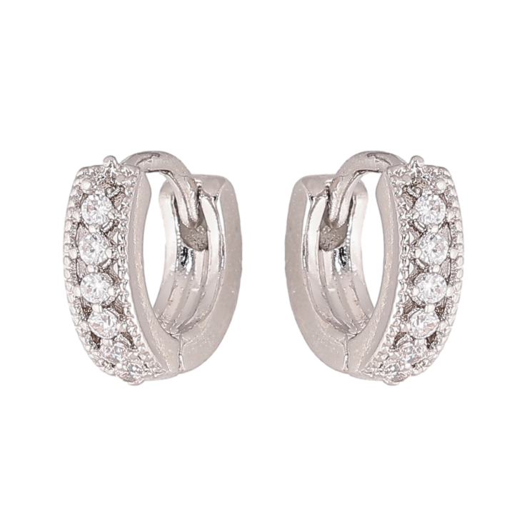 Сережки Xuping колір Родій колечка "Доріжки кристалів" фото №12