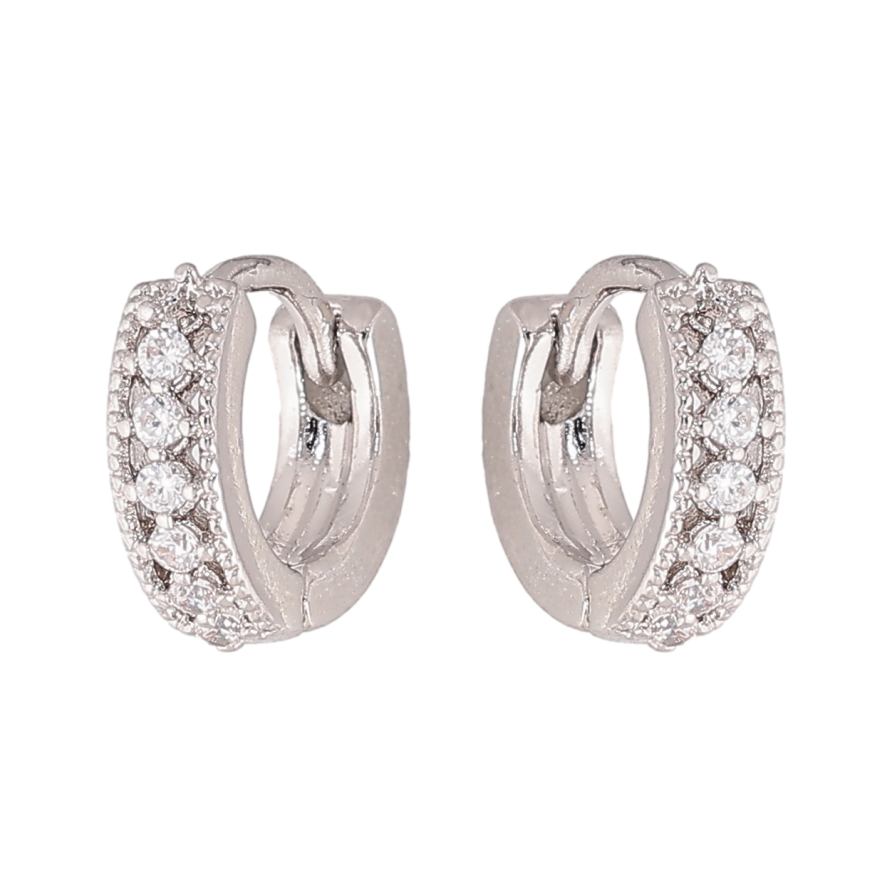 Сережки Xuping колір Родій колечка "Доріжки кристалів" фото №1 Сережки Xuping колір Родій колечка "Доріжки кристалів" фото №1