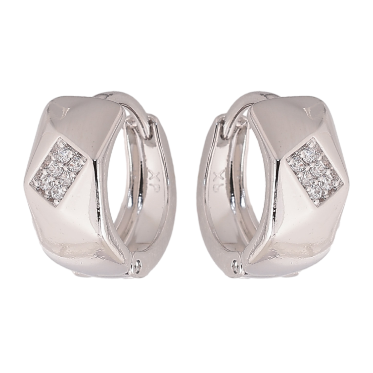 Серьги Xuping цвет Родий колечки "Узор с кристаллами" фото №22