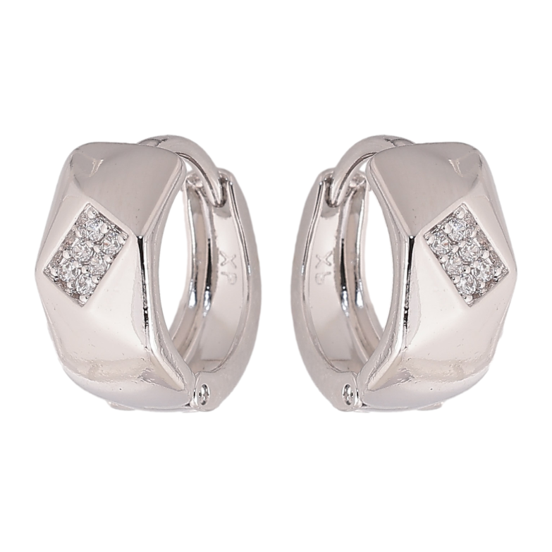 Серьги Xuping цвет Родий колечки "Узор с кристаллами" фото №6