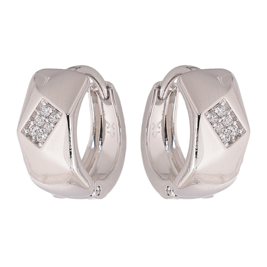 Серьги Xuping цвет Родий колечки "Узор с кристаллами" фото №1