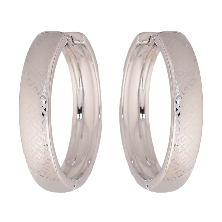 Сережки Xuping колір Родій колечка "Класика з напиленням, шир. 5мм" ø 25мм фото №1