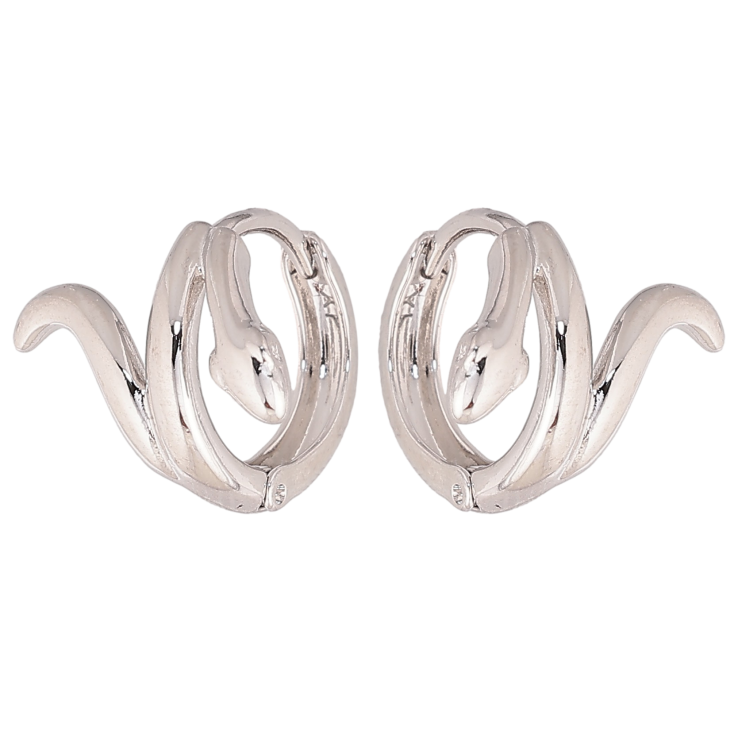 Серьги Xuping цвет Родий колечки "Змеи" фото №14