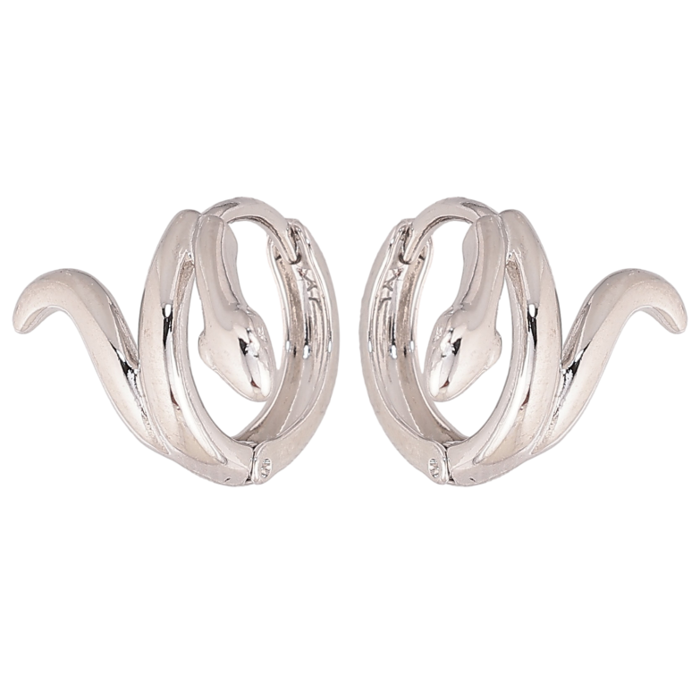 Серьги Xuping цвет Родий колечки "Змеи" фото №1