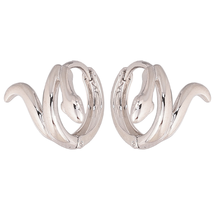 Серьги Xuping цвет Родий колечки "Змеи" фото №1