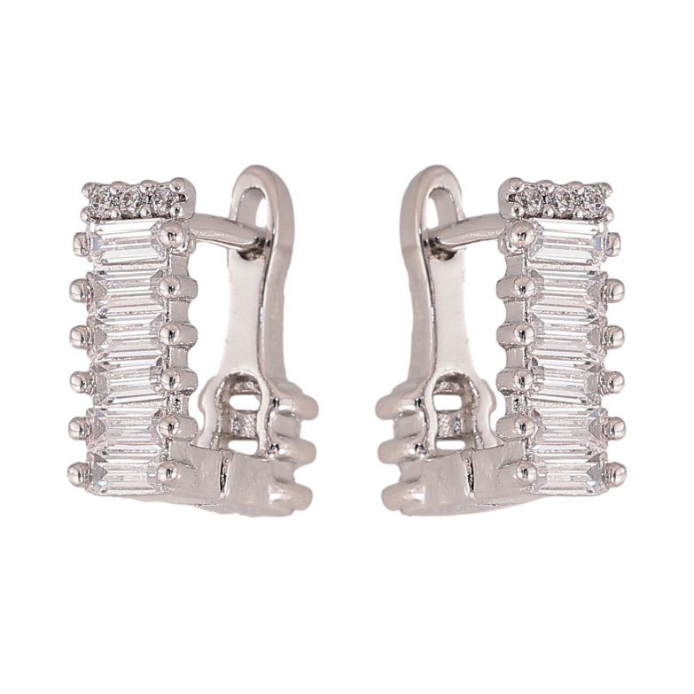 Сережки Xuping колір Родій англійський замок "Доріжки кристалів" фото №1