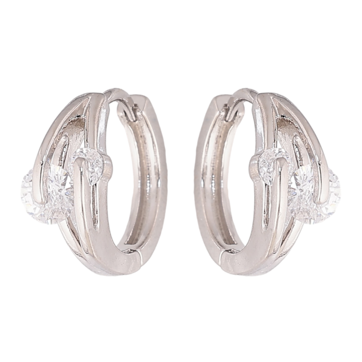 Серьги Xuping цвет Родий колечки "Узор с кристаллами" фото №21