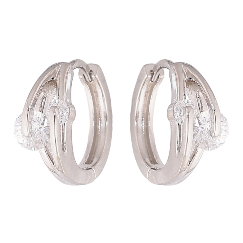 Сережки Xuping колір Родій колечка "Візерунок з кристалами" фото №1