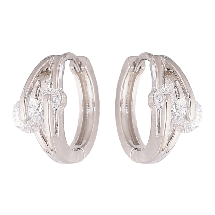 Серьги Xuping цвет Родий колечки "Узор с кристаллами" фото №1