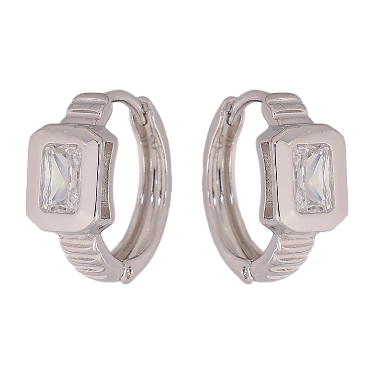 Сережки Xuping колір Родій колечка "Візерунок з кристалами" фото №11