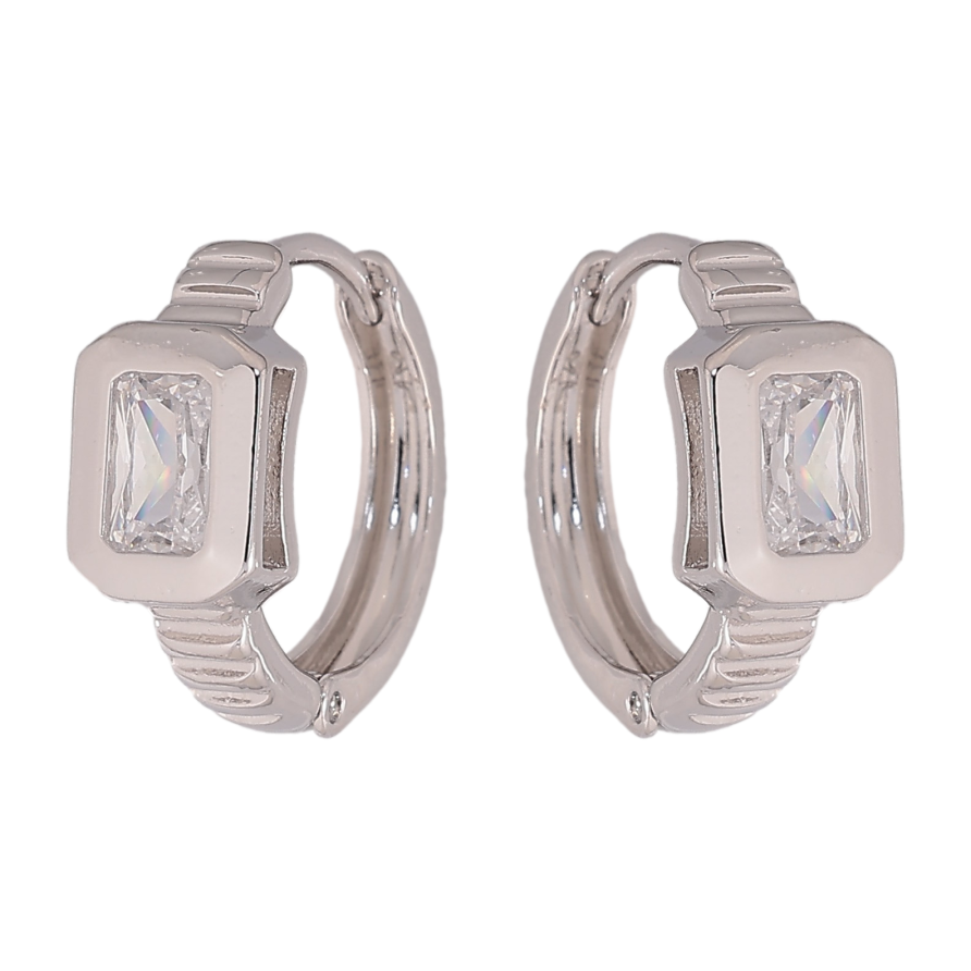 Серьги Xuping цвет Родий колечки "Узор с кристаллами" фото №1