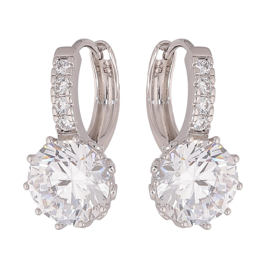 Сережки Xuping колір Родій колечка "Кристальний блиск" фото №1