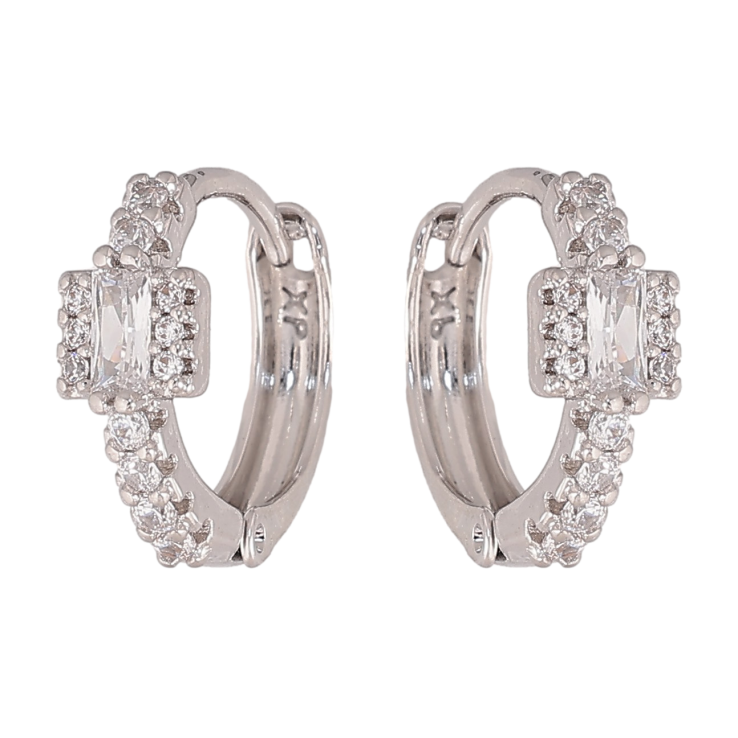 Серьги Xuping цвет Родий колечки "Узор с кристаллами" фото №15